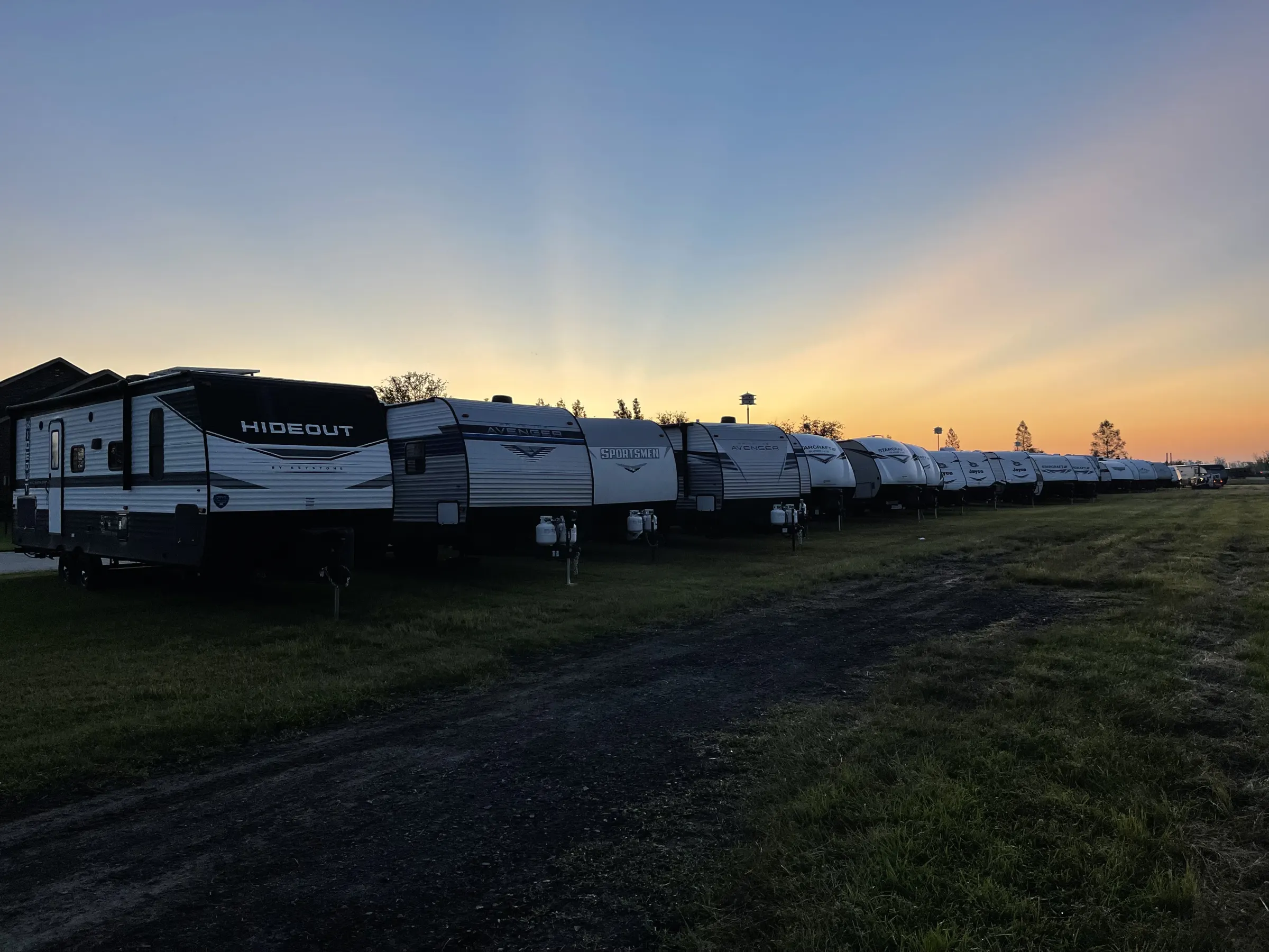Lamar mobile housing trailers staged for deployment, Gulf Coast